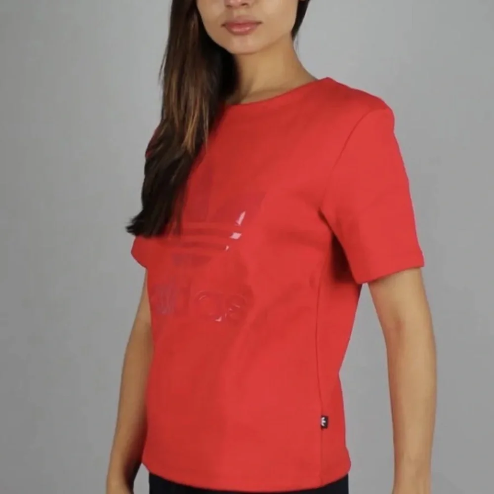 Adidas Trefoil Logo Womens Short Sleeve Half Zip Tee - Picture 1 of 5